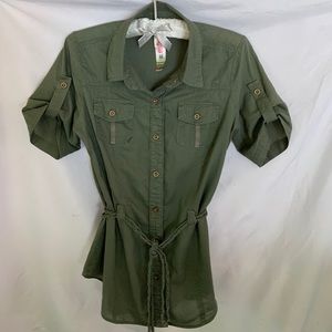 Fresh Brewed Button Down Wrap Tie Top